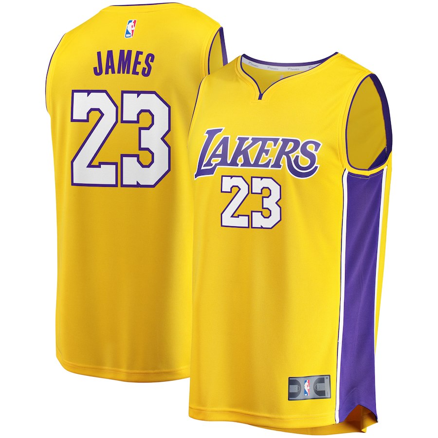 Men's Los Angeles Lakers #23 LeBron James Yellow NBA Stitched Jersey